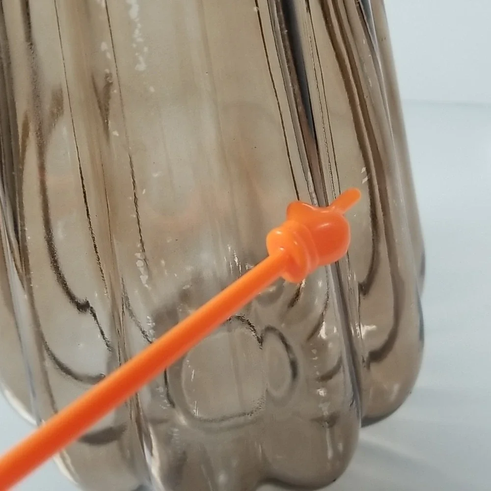 Glass Vase Amber Brown Rustic Farmhouse Decor, Gourd Shape